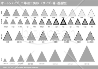 オートシェイプ　二等辺三角形　（サイズ・線・透過性）（グレイ）