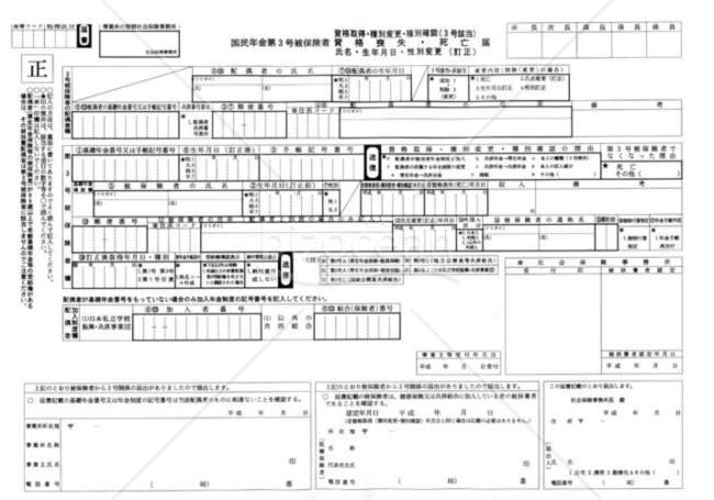 再取得国民年金被保険者種別変更