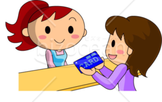 カードで支払う女性のイラスト