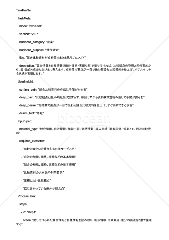 競合比較資料が短時間でまとまるAIプロンプト