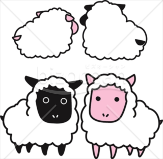 2匹の羊の正面と背後のイラスト