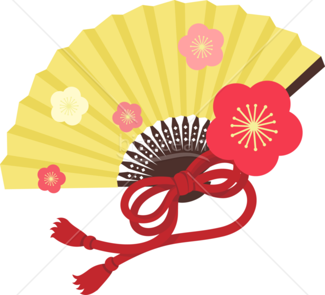 扇子と梅の花