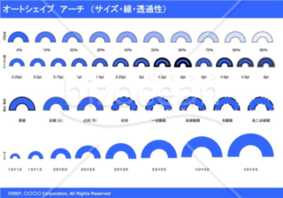 オートシェイプ　アーチ　（サイズ・線・透過性）（ブルー）