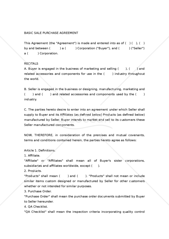 【和・英対訳】売買基本契約書（電子部品）(1a065)／BASIC SALE PURCHASE AGREEMENT