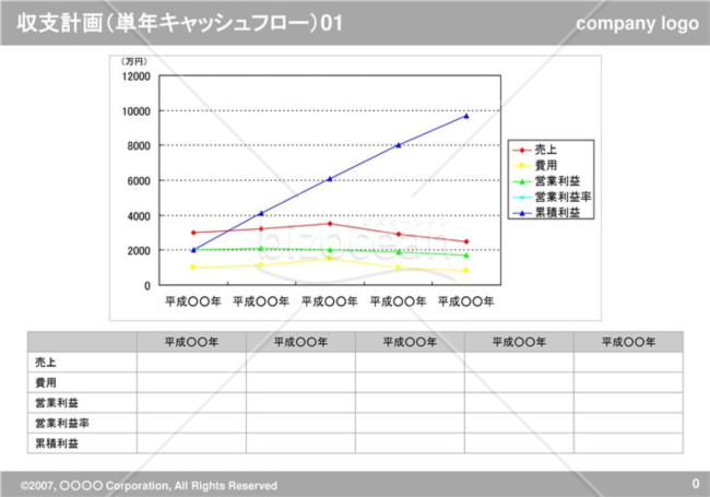 収支計画（単年キャッシュフロー）01（Gray）