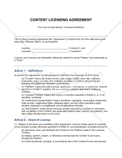 〔参考和訳付〕CONTENT LICENSING AGREEMENT（コンテンツライセンス契約書）