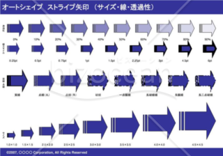 オートシェイプ　ストライプ矢印　（サイズ・線・透過性）　（ネイビー）