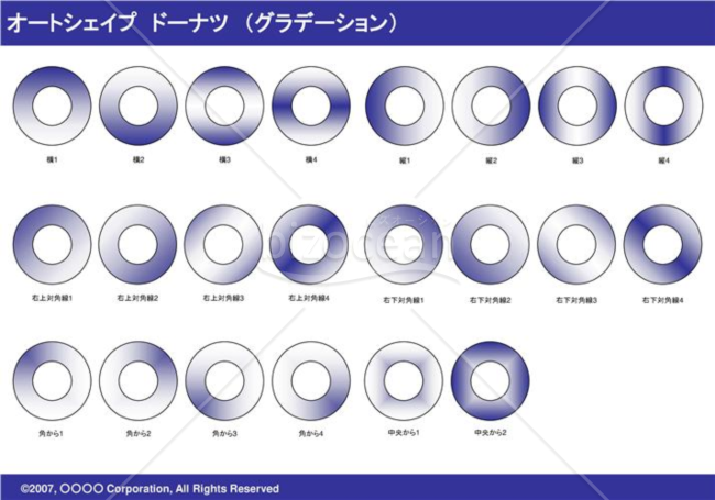 オートシェイプ　ドーナツ　（グラデーション）（ネイビー）