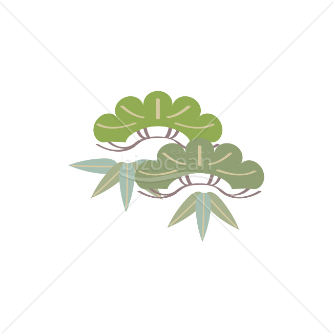 【2026年】「イラスト」落ち着いた色合いで描かれた松と笹