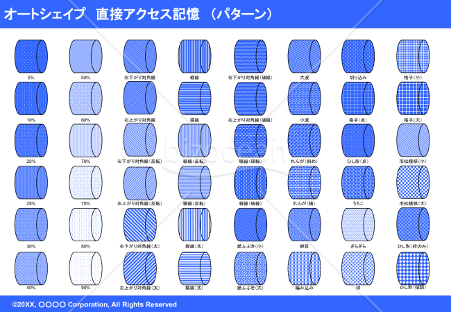 オートシェイプ　直接アクセス記憶（パターン）（ブルー）