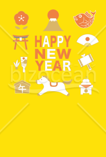 アイコン馬　背景黄色