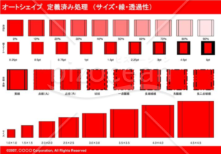 オートシェイプ　定義済み処理　（サイズ・線・透過性）　（レッド）