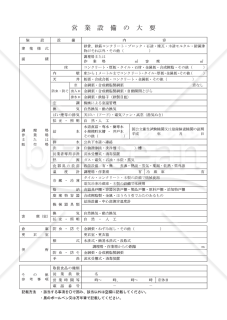 食品関係営業許可申請（営業施設の大要）