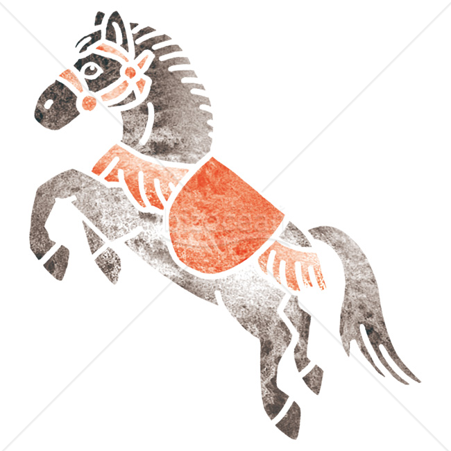 【2026年】「イラスト」版画風に描かれた跳ねる馬