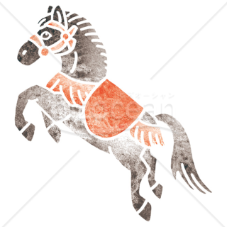 【2026年】「イラスト」版画風に描かれた跳ねる馬