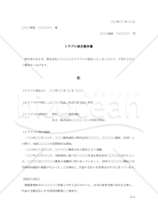 トラブル発生報告書