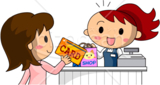 クレジットカード決済を行う女性のイラスト