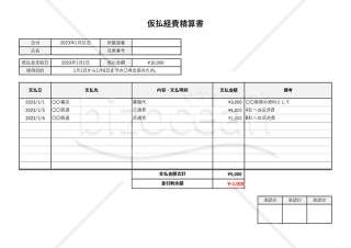 仮払経費精算書（仮払金清算書）（シンプル版・Excel）