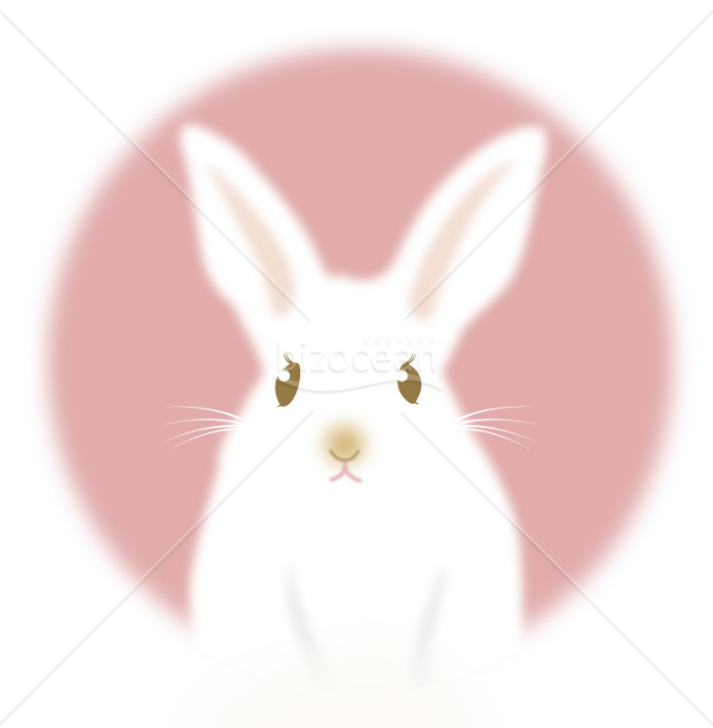モフモフなうさぎ（卯・兎）のイラスト[円形]