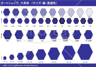 オートシェイプ　六角形　（サイズ・線・透過性）（ネイビー）