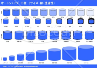 オートシェイプ　円柱　（サイズ・線・透過性）（ブルー）