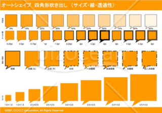 オートシェイプ　四角形吹き出し　（サイズ・線・透過性）(オレンジ)