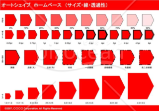 オートシェイプ　ホームベース　（サイズ・線・透過性）　（レッド）