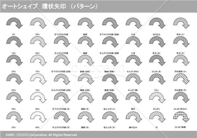 オートシェイプ　環状矢印　（パターン）　（グレー）