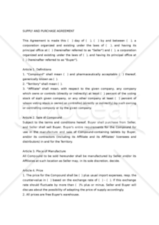 【和・英対訳】売買･販売店関係契約書編 供給及び購入契約書（医薬品）(1a010)／SUPPLY AND PURCHASE AGREEMENT