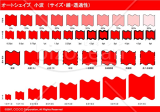 オートシェイプ　小波　（サイズ・線・透過性）(レッド)