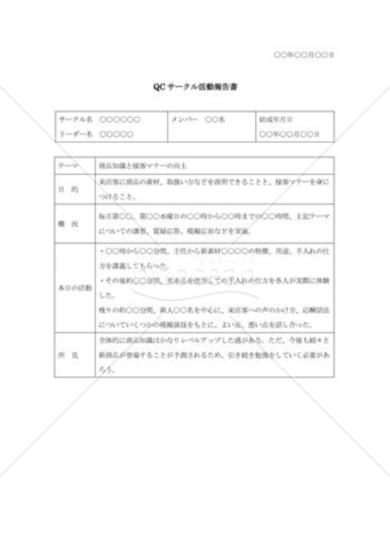 QCサークル活動報告書