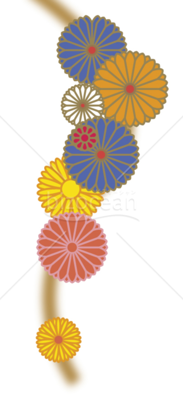 上から下にデザインされた和風なお花のデザイン
