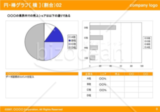 円グラフ＋棒グラフ［横］（割合）02（Orange）