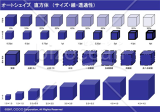 オートシェイプ　直方体　（サイズ・線・透過性）（ネイビー）