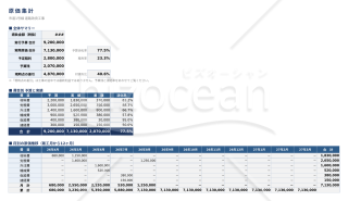 工事原価管理表（工事台帳・実行予算・粗利が自動計算／月別推移つき）建設業向け