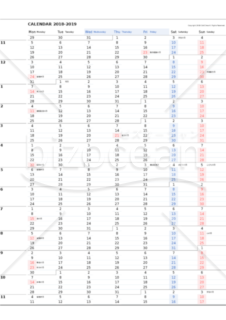 途切れない１年カレンダー・タイプＡ