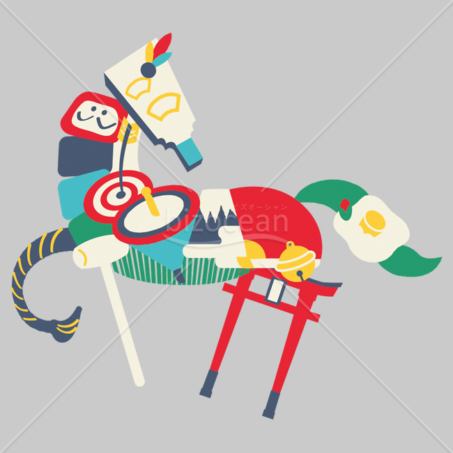 【2026年】「イラスト」縁起物モチーフで構成されたカラフルな馬