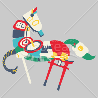 【2026年】「イラスト」縁起物モチーフで構成されたカラフルな馬