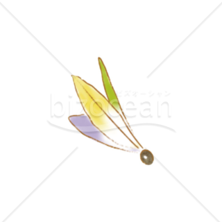 「イラスト」紫・黄・緑の羽子板の羽