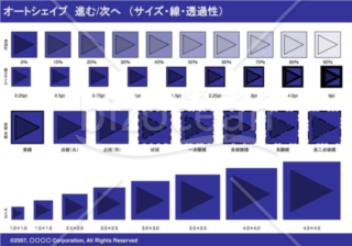 オートシェイプ　進む-次へ　（サイズ・線・透過性）(ネイビー)