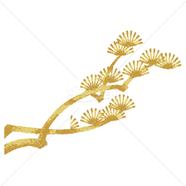 【2026年】「イラスト」二色の金色で描いた手描き風の松枝