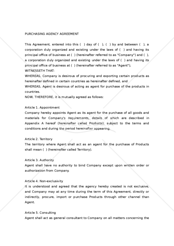 【和・英対訳】代理店契約書（買付）(3a012)／PURCHASING AGENCY AGREEMENT