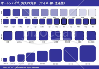 オートシェイプ　角丸四角形　（サイズ・線・透過性）（ネイビー）