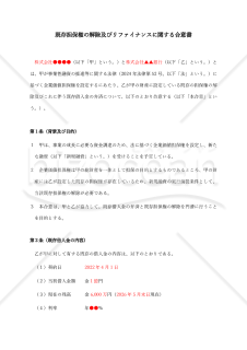 【企業価値担保権関連書式】既存担保権の解除及びリファイナンスに関する合意書