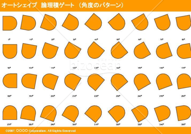 オートシェイプ　論理積ゲート　（パターン角度）（オレンジ）