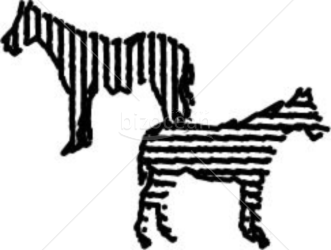 年賀状用馬・シマウマのイラスト