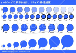 オートシェイプ　円形吹き出し　（サイズ・線・透過性）(ブルー)