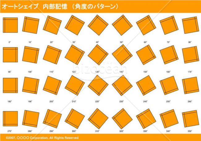 オートシェイプ　内部記憶　（パターン角度）　（オレンジ）