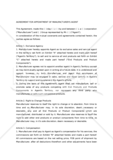 【和・英対訳】代理店契約書(製造)(3a006)／AGREEMENT FOR APPOINTMENT OF MANUFACTURER'S AGENT