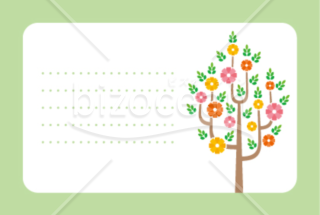 カラフルな花を咲かす樹木のメッセージカード